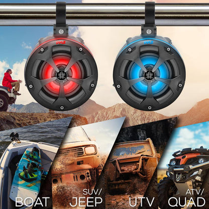 Waterproof Off-Road Speakers 800W RGB Lights Bluetooth Marine Grade