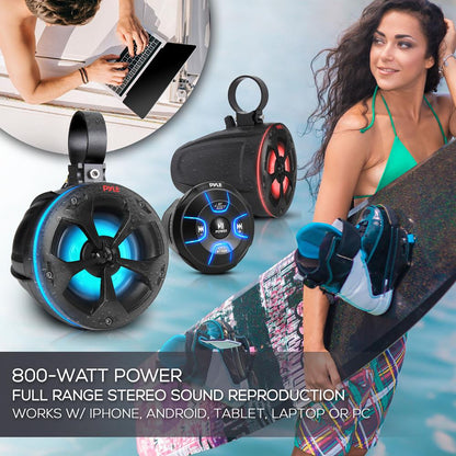 Waterproof Off-Road Speakers 800W RGB Lights Bluetooth Marine Grade