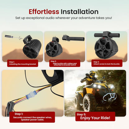 6.5" Marine Speakers 1200W Water-Resistant IP-X6 Polypropylene Cone