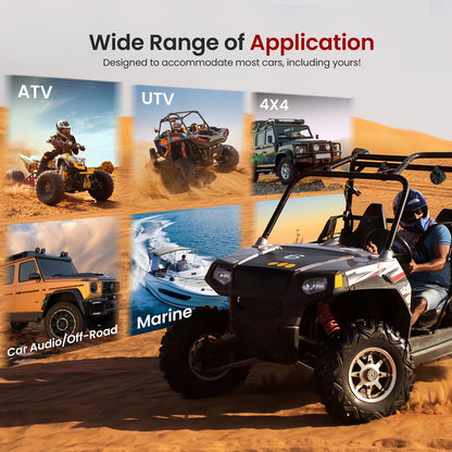 6.5" Marine Speakers 1200W Water-Resistant IP-X6 Polypropylene Cone