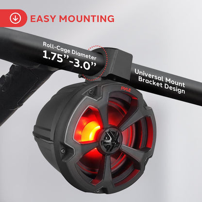 Marine Bluetooth Speakers, 1200W Waterproof, RGB Lights, Remote Control