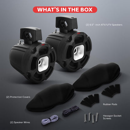 6.5" 1300W Marine Speakers - Waterproof, 2-Way Stereo, Easy Mount (Pair)