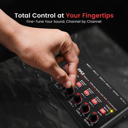 4-Channel Bluetooth Mixer - Wireless Streaming - USB-C Sound Card - Compact