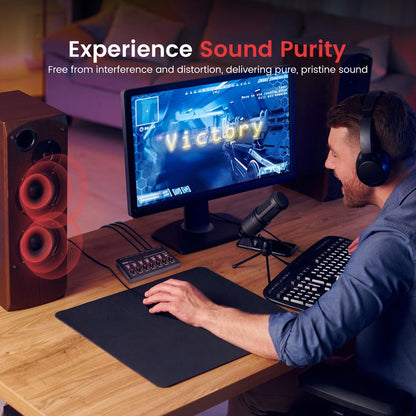 6-Channel Wireless Mixer, Low Noise, USB Sound Card, Compact Size