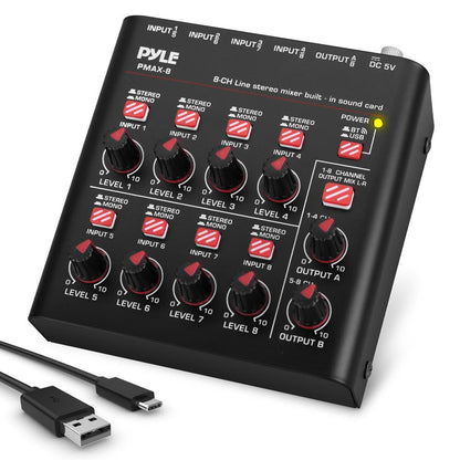 8-Channel Wireless Mixer, Low Noise, USB Sound Card, Compact Size