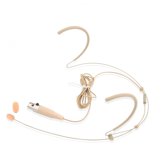 Micro-casque double contour d'oreille avec micro - Condensateur omnidirectionnel mains libres, beige