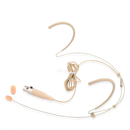 Micro-casque double contour d'oreille avec micro - Condensateur omnidirectionnel mains libres, beige 