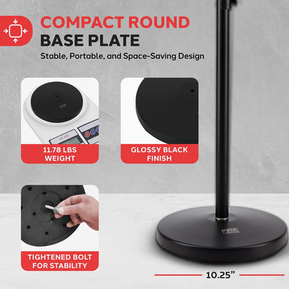 Pied de microphone - hauteur réglable, bouton de verrouillage, construction en acier 