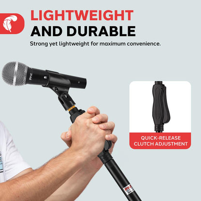 Pied de microphone - hauteur réglable, bouton de verrouillage, construction en acier 