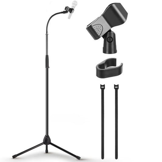 Tripod Mic Stand, Secure Hold, Adjustable 52"-79", Sturdy Steel