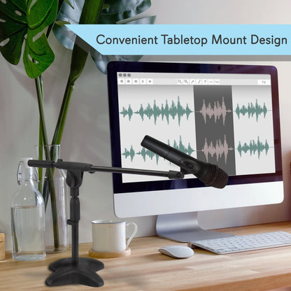 Desktop Mic Stand - Adjustable Height & Boom Arm - Steel Base