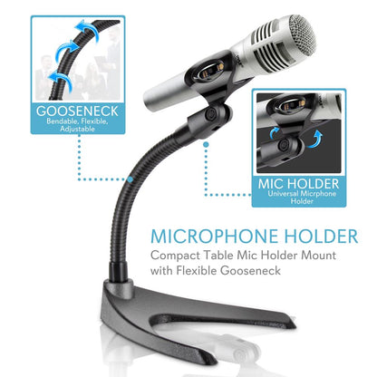 Desktop Microphone Stand - Adjustable Gooseneck, Sturdy Metal Base