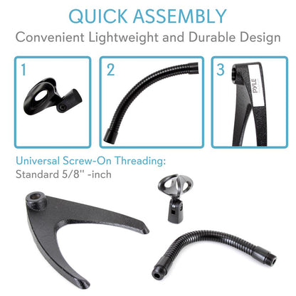 Desktop Microphone Stand - Adjustable Gooseneck, Sturdy Metal Base