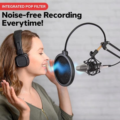 Pied de micro réglable - métal durable, filtre anti-pop, suspension antichoc 