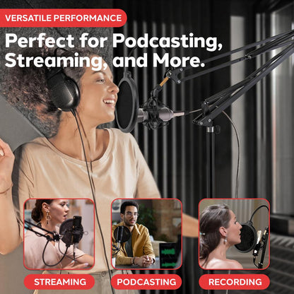 Pied de micro réglable - métal durable, filtre anti-pop, suspension antichoc 