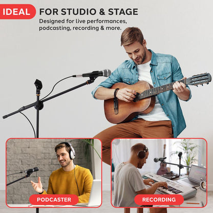 Adjustable Tripod Mic Stand Pair - Lightweight, Durable, 27.5-52" Height
