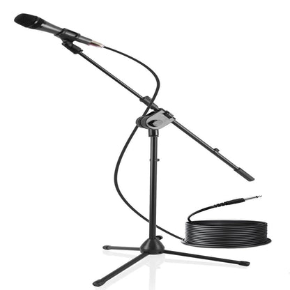 Dynamic Microphone & Tripod Stand Set, High Clarity, Adjustable Steel
