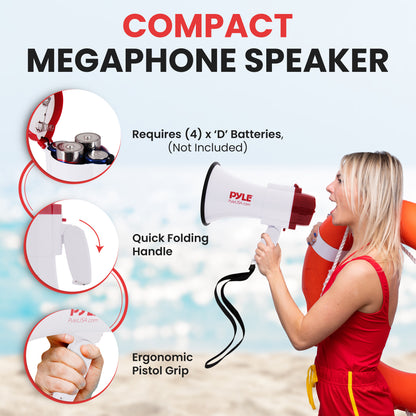 Mégaphone compact avec sirène intégrée 
