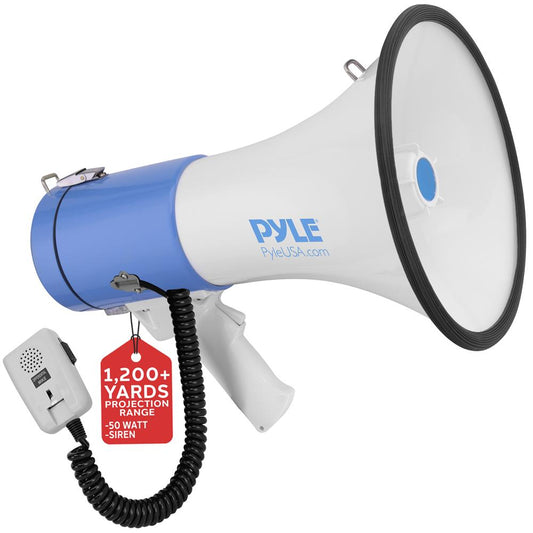 Portable Megaphone Speaker 50W Siren Alarm 1200-Yard Range