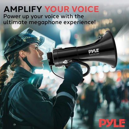 Portable PA Megaphone Speaker 50W Rechargeable LED Lights Siren Alarm