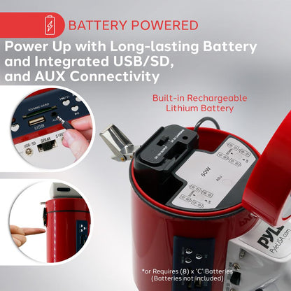 Mégaphone portable avec lecteurs USB/SD 