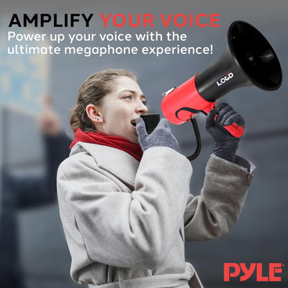 Portable Megaphone Bullhorn - 1500 Yard Range, Bluetooth, Voice Changer