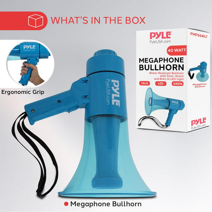 Portable Waterproof Megaphone 40W Siren Alarm LED Light