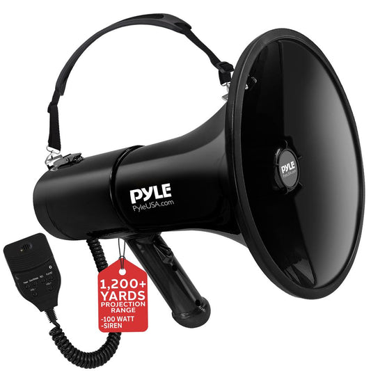 100W Megaphone Bullhorn, 1200 Yards Range, ABS Body, Portable