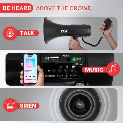 100W Megaphone Bullhorn, 1200 Yards Range, ABS Body, Portable