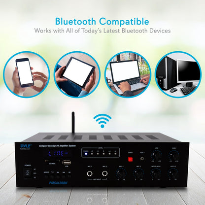Wireless Bluetooth PA Amplifier 500W Compact Audio System w/ Mic Input