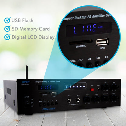 Wireless Bluetooth PA Amplifier 500W Compact Audio System w/ Mic Input