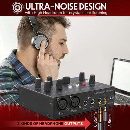 USB Audio Interface - Pristine Recording - Ultralow Noise - Compact Design