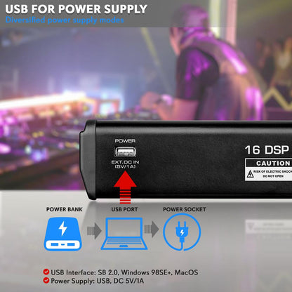 Bluetooth DJ Mixer 6-Channel USB Interface 16 DSP Effects