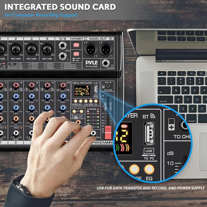 Bluetooth DJ Mixer 6-Channel USB Interface 16 DSP Effects