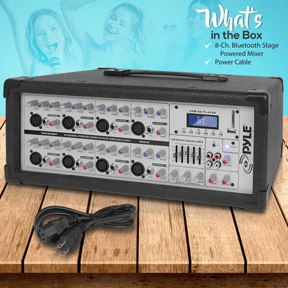 800W Bluetooth Stage Mixer - Pro Audio Sound, MP3/USB/SD, LCD Display