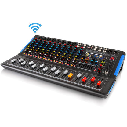 12-Channel Bluetooth Studio Mixer - USB Recording, 7-Band EQ, 48V Power