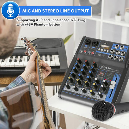 4-Channel Bluetooth Studio Mixer - USB, FX, 48V Phantom Power