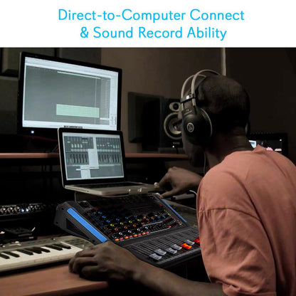4-Channel Bluetooth Studio Mixer - USB Recording, 48V Power, 7-Band EQ