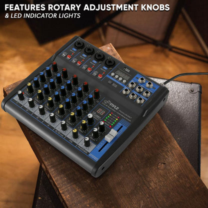 6-Channel Audio Mixer - Bluetooth Streaming - 48V Phantom Power