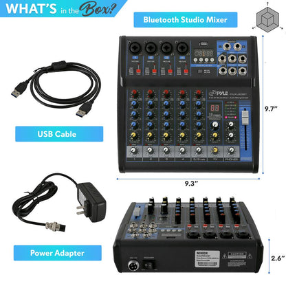 6-Ch Bluetooth Pro Audio DJ Sound Mixer - PMXU63BT