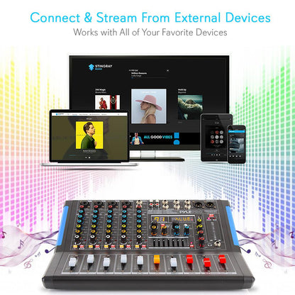6-Ch Bluetooth Studio Pro Audio DJ Mixer - PMXU67BT