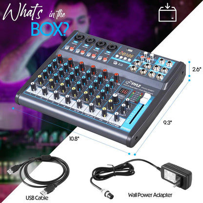 8-Channel Bluetooth Studio Mixer - USB, DSP, Phantom Power, DJ/Studio Use