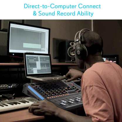 8-Ch Bluetooth Studio Pro Audio DJ Mixer - PMXU88BT