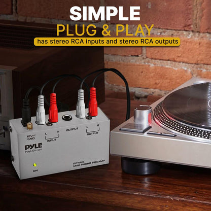 Préampli de platine phono ultra-compact avec sorties RCA et 1/4'' 