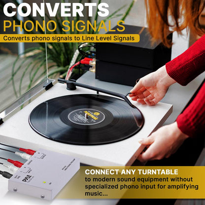 Préampli de platine phono ultra-compact avec sorties RCA et 1/4'' 