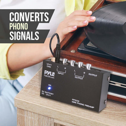 Compact Phono Turntable Preamp with RCA & 1/4'' Outputs