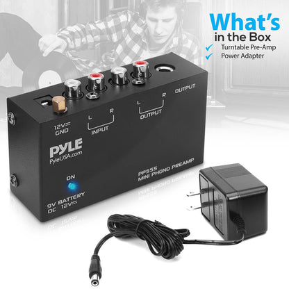 Phono Turntable Preamp - Low Noise, RCA Input/Output, Battery Option
