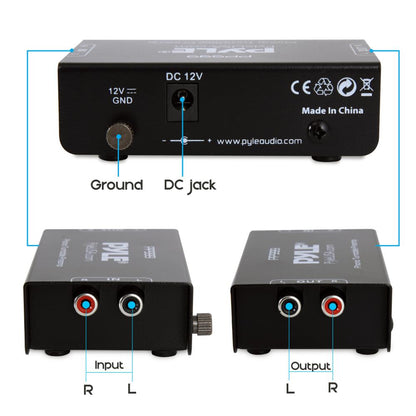 Mini Phono Turntable Preamp - Low Noise, RCA Input/Output, Metal Housing