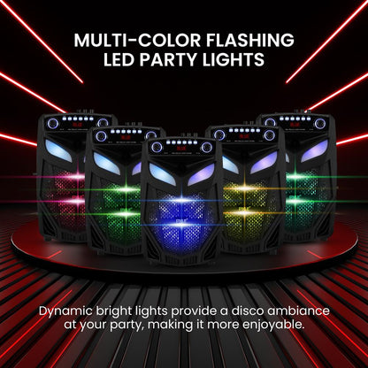Portable Bluetooth PA Speaker 600W Rechargeable LED Lights 10"