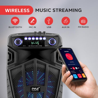 680W Portable Bluetooth PA Speaker, Rechargeable, LED Lights, 10"